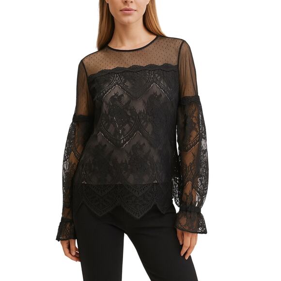 Sundance Victorian Elegance Black Lace Blouse size Small - Picture 1 of 7